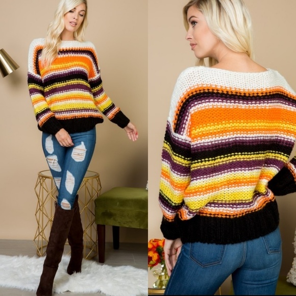BOGO FREE! Gorgeous striped thick knit sweater - Picture 4 of 8